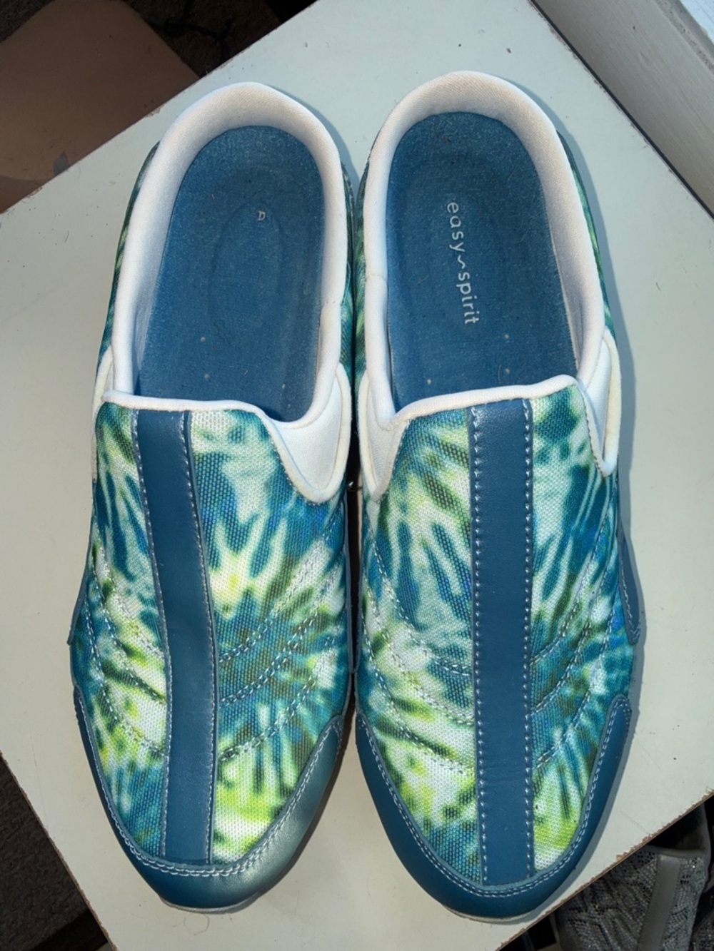 Easy Spirit Tie-Dye Slip-On Sneakers in Blue & Green